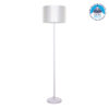 GloboStar® ASHLEY 00823 Μοντέρνο Φωτιστικό Δαπέδου Μονόφωτο 1 x E27 Λευκό Μεταλλικό Καμπάνα με Λευκό Ύφασμα & Λευκή Βάση D35 x H145cm