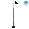 GloboStar® VERSA 00830 Μοντέρνο Φωτιστικό Δαπέδου Μονόφωτο Μεταλλικό Μαύρο με Μαύρη Μαρμάρινη Βάση Φ14.5 x Υ155cm