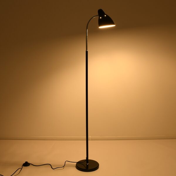 GloboStar® VERSA 00830 Μοντέρνο Φωτιστικό Δαπέδου Μονόφωτο Μεταλλικό Μαύρο με Μαύρη Μαρμάρινη Βάση Φ14.5 x Υ155cm