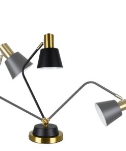 GloboStar® LETO 00834 Μοντέρνο Επιτραπέζιο Φωτιστικό Γραφείου Μονόφωτο Μεταλλικό Μαύρο – Χρυσό Φ13 x Μ30 x Π18 x Υ54cm