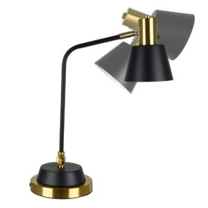 GloboStar® LETO 00834 Μοντέρνο Επιτραπέζιο Φωτιστικό Γραφείου Μονόφωτο Μεταλλικό Μαύρο – Χρυσό Φ13 x Μ30 x Π18 x Υ54cm
