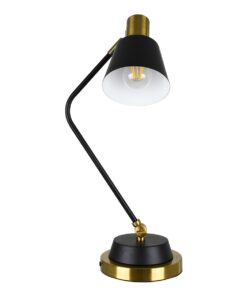 GloboStar® LETO 00834 Μοντέρνο Επιτραπέζιο Φωτιστικό Γραφείου Μονόφωτο Μεταλλικό Μαύρο – Χρυσό Φ13 x Μ30 x Π18 x Υ54cm