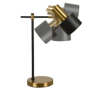 GloboStar® LETO 00835 Μοντέρνο Επιτραπέζιο Φωτιστικό Γραφείου Μονόφωτο Μεταλλικό Μαύρο – Χρυσό Φ12.5 x Μ18 x Π18 x Υ50.5cm