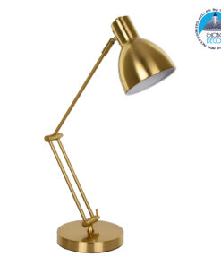 GloboStar® ZETO 00836 Μοντέρνο Επιτραπέζιο Φωτιστικό Γραφείου Μονόφωτο Μεταλλικό Χρυσό Φ13 x Μ17 x Π17 x Υ72cm