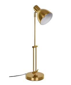 GloboStar® ZETO 00836 Μοντέρνο Επιτραπέζιο Φωτιστικό Γραφείου Μονόφωτο Μεταλλικό Χρυσό Φ13 x Μ17 x Π17 x Υ72cm