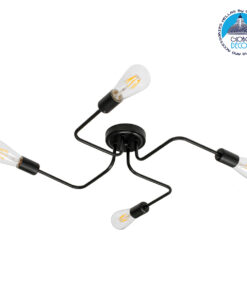 GloboStar® LIBERTA 00838 Μοντέρνο Φωτιστικό Οροφής Πολύφωτο Μαύρο Μεταλλικό Μ44.5 x Π44.5 x Υ12cm