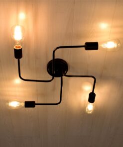 GloboStar® LIBERTA 00838 Μοντέρνο Φωτιστικό Οροφής Πολύφωτο Μαύρο Μεταλλικό Μ44.5 x Π44.5 x Υ12cm