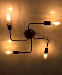 GloboStar® LIBERTA 00839 Μοντέρνο Φωτιστικό Οροφής Πολύφωτο Χάλκινο Σκουριά Μ44.5 x Π44.5 x Υ12cm