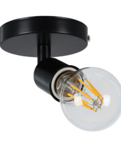 GloboStar® SARA 00843 Μοντέρνο Φωτιστικό Οροφής / Τοίχου Μονόφωτο 1xE27 Μεταλλικό Μαύρο Φ10 x Υ10.3cm