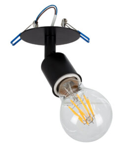 GloboStar® SARA 00849 Μοντέρνο Χωνευτό Φωτιστικό Οροφής / Τοίχου Μονόφωτο 1xE27 Μεταλλικό Μαύρο Φ8 x Υ8.5cm