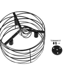 GloboStar® TOKEN 00855 Μοντέρνο Industrial Κρεμαστό Φωτιστικό Οροφής Τρίφωτο Μαύρο Μεταλλικό Πλέγμα Φ43 x Υ29cm