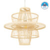 GloboStar® BALI 00861 Vintage Κρεμαστό Φωτιστικό Οροφής Μονόφωτο 1 x E27 Μπεζ Ξύλινο Bamboo Φ45 x Y42.5cm
