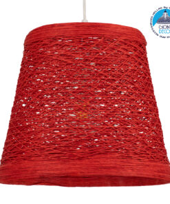 GloboStar® PLAYROOM 00863 Vintage Κρεμαστό Φωτιστικό Οροφής Μονόφωτο 1 x E27 Κόκκινο Ξύλινο Ψάθινο Rattan Φ32 x Υ27cm