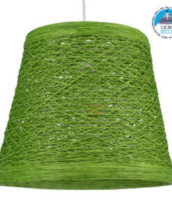 GloboStar® PLAYROOM 00864 Vintage Κρεμαστό Φωτιστικό Οροφής Μονόφωτο 1 x E27 Πράσινο Ξύλινο Ψάθινο Rattan Φ32 x Υ27cm