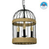 GloboStar® MERLIN 00865 Vintage Industrial Κρεμαστό Φωτιστικό Οροφής Τρίφωτο 3 x E14 Μαύρο Μεταλλικό Με Σχοινί Φ27 x Y44cm