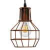 GloboStar® CAGE 00866 Vintage Industrial Κρεμαστό Φωτιστικό Οροφής Μονόφωτο 1 x E27 Καφέ Σκουριά Μεταλλικό Πλέγμα Φ15 x Y22cm