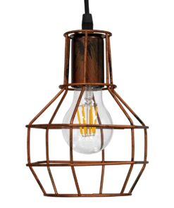 GloboStar® CAGE 00866 Vintage Industrial Κρεμαστό Φωτιστικό Οροφής Μονόφωτο 1 x E27 Καφέ Σκουριά Μεταλλικό Πλέγμα Φ15 x Y22cm