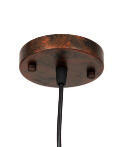 GloboStar® CAGE 00866 Vintage Industrial Κρεμαστό Φωτιστικό Οροφής Μονόφωτο 1 x E27 Καφέ Σκουριά Μεταλλικό Πλέγμα Φ15 x Y22cm