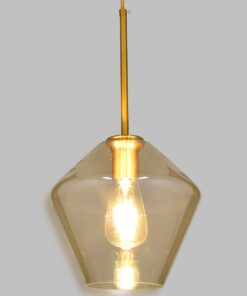 GloboStar® AMARIS 00869 Μοντέρνο Κρεμαστό Φωτιστικό Οροφής Μονόφωτο 1 x E27 Γυάλινο Φιμέ Μελί Φ22 x Υ22cm