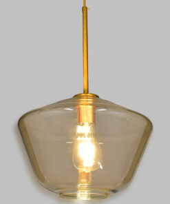 GloboStar® AMARIS 00870 Μοντέρνο Κρεμαστό Φωτιστικό Οροφής Μονόφωτο 1 x E27 Γυάλινο Φιμέ Μελί Φ30 x Υ22cm