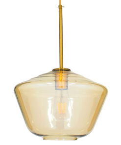 GloboStar® AMARIS 00870 Μοντέρνο Κρεμαστό Φωτιστικό Οροφής Μονόφωτο 1 x E27 Γυάλινο Φιμέ Μελί Φ30 x Υ22cm