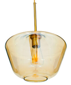 GloboStar® AMARIS 00870 Μοντέρνο Κρεμαστό Φωτιστικό Οροφής Μονόφωτο 1 x E27 Γυάλινο Φιμέ Μελί Φ30 x Υ22cm