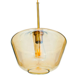 GloboStar® AMARIS 00870 Μοντέρνο Κρεμαστό Φωτιστικό Οροφής Μονόφωτο 1 x E27 Γυάλινο Φιμέ Μελί Φ30 x Υ22cm