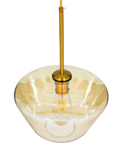 GloboStar® AMARIS 00870 Μοντέρνο Κρεμαστό Φωτιστικό Οροφής Μονόφωτο 1 x E27 Γυάλινο Φιμέ Μελί Φ30 x Υ22cm