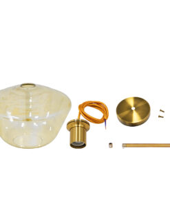 GloboStar® AMARIS 00870 Μοντέρνο Κρεμαστό Φωτιστικό Οροφής Μονόφωτο 1 x E27 Γυάλινο Φιμέ Μελί Φ30 x Υ22cm