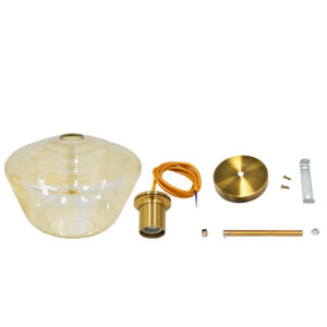 GloboStar® AMARIS 00870 Μοντέρνο Κρεμαστό Φωτιστικό Οροφής Μονόφωτο 1 x E27 Γυάλινο Φιμέ Μελί Φ30 x Υ22cm