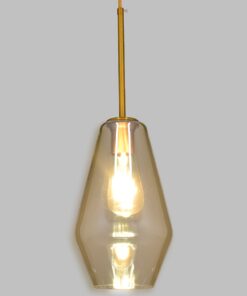 GloboStar® AMARIS 00871 Μοντέρνο Κρεμαστό Φωτιστικό Οροφής Μονόφωτο 1 x E27 Γυάλινο Φιμέ Μελί Φ17 x Υ30cm