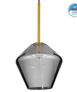 GloboStar® AMARIS 00872 Μοντέρνο Κρεμαστό Φωτιστικό Οροφής Μονόφωτο 1 x E27 Γυάλινο Φιμέ Νίκελ Φ22 x Υ22cm