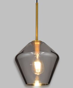 GloboStar® AMARIS 00872 Μοντέρνο Κρεμαστό Φωτιστικό Οροφής Μονόφωτο 1 x E27 Γυάλινο Φιμέ Νίκελ Φ22 x Υ22cm