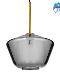 GloboStar® AMARIS 00873 Μοντέρνο Κρεμαστό Φωτιστικό Οροφής Μονόφωτο 1 x E27 Γυάλινο Φιμέ Νίκελ Φ30 x Υ22cm