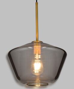 GloboStar® AMARIS 00873 Μοντέρνο Κρεμαστό Φωτιστικό Οροφής Μονόφωτο 1 x E27 Γυάλινο Φιμέ Νίκελ Φ30 x Υ22cm