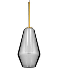 GloboStar® AMARIS 00874 Μοντέρνο Κρεμαστό Φωτιστικό Οροφής Μονόφωτο 1 x E27 Γυάλινο Φιμέ Νίκελ Φ17 x Υ30cm