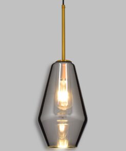 GloboStar® AMARIS 00874 Μοντέρνο Κρεμαστό Φωτιστικό Οροφής Μονόφωτο 1 x E27 Γυάλινο Φιμέ Νίκελ Φ17 x Υ30cm