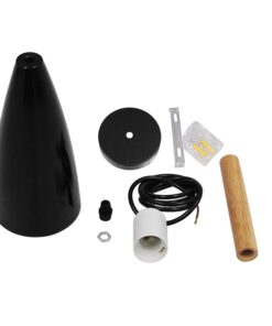 GloboStar® DILLON 00877 Μοντέρνο Κρεμαστό Φωτιστικό Οροφής Μονόφωτο 1 x E27 Μαύρο Μεταλλικό Καμπάνα Φ11 x Υ36cm