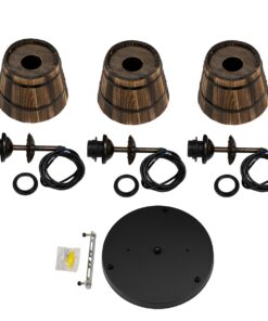 GloboStar® CEBU 00888 ΣΕΤ Vintage Κρεμαστό Φωτιστικό Οροφής Τρίφωτο 3 x E27 Μεταλλικό Ξύλινο Φ40 x Y210cm