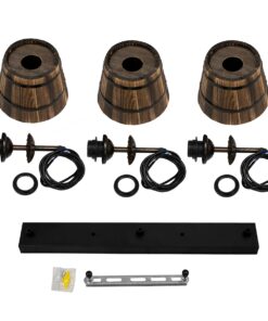 GloboStar® CEBU 00889 ΣΕΤ Vintage Κρεμαστό Φωτιστικό Οροφής Τρίφωτο 3 x E27 Μεταλλικό Ξύλινο Μ55.5 x Π18.5 x Y210cm