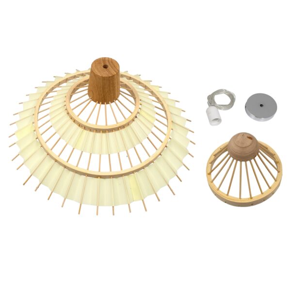 GloboStar® VENTALIA 00897 Vintage Κρεμαστό Φωτιστικό Οροφής Μονόφωτο 1 x E27 Μπεζ Ξύλινο Bamboo Φ40 x Y22cm
