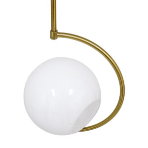 GloboStar® ISLA 00898 Μοντέρνο Κρεμαστό Φωτιστικό Οροφής Μονόφωτο Λευκό Glossy με Χρυσό Βραχίονα Μεταλλικό Φ20 x Y33cm