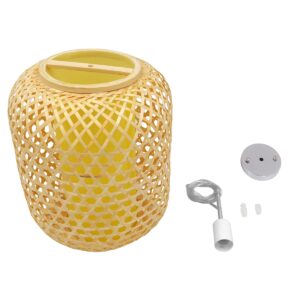 GloboStar® MAURITIUS 00899 Vintage Κρεμαστό Φωτιστικό Οροφής Μονόφωτο 1 x E27 Καφέ Ξύλινο Bamboo Φ30 x Υ40cm