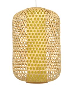 GloboStar® MAURITIUS 00901 Vintage Κρεμαστό Φωτιστικό Οροφής Μονόφωτο 1 x E27 Καφέ Ξύλινο Bamboo Φ40 x Y63cm