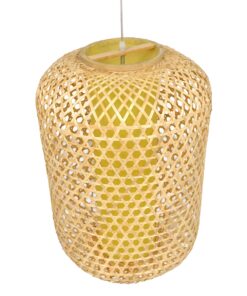 GloboStar® MAURITIUS 00901 Vintage Κρεμαστό Φωτιστικό Οροφής Μονόφωτο 1 x E27 Καφέ Ξύλινο Bamboo Φ40 x Y63cm