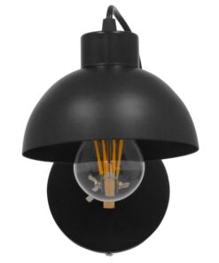 GloboStar® GRANT 00902 Μοντέρνο Φωτιστικό Τοίχου Απλίκα Μονόφωτο Μαύρο με Ξύλινο Βραχίονα Μεταλλικό Φ15 x Y12cm