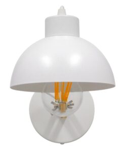 GloboStar® GRANT 00903 Μοντέρνο Φωτιστικό Τοίχου Απλίκα Μονόφωτο Λευκό με Ξύλινο Βραχίονα Μεταλλικό Φ15 x Y12cm