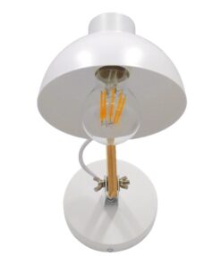 GloboStar® GRANT 00903 Μοντέρνο Φωτιστικό Τοίχου Απλίκα Μονόφωτο Λευκό με Ξύλινο Βραχίονα Μεταλλικό Φ15 x Y12cm