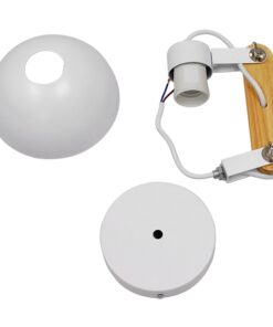 GloboStar® GRANT 00903 Μοντέρνο Φωτιστικό Τοίχου Απλίκα Μονόφωτο Λευκό με Ξύλινο Βραχίονα Μεταλλικό Φ15 x Y12cm