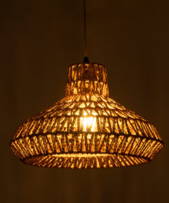 GloboStar® RAYNE 00910 Vintage Κρεμαστό Φωτιστικό Οροφής Μονόφωτο 1 x E27 Πλέγμα με Ανοιχτό Καφέ Σχοινί Φ38 x Y24cm